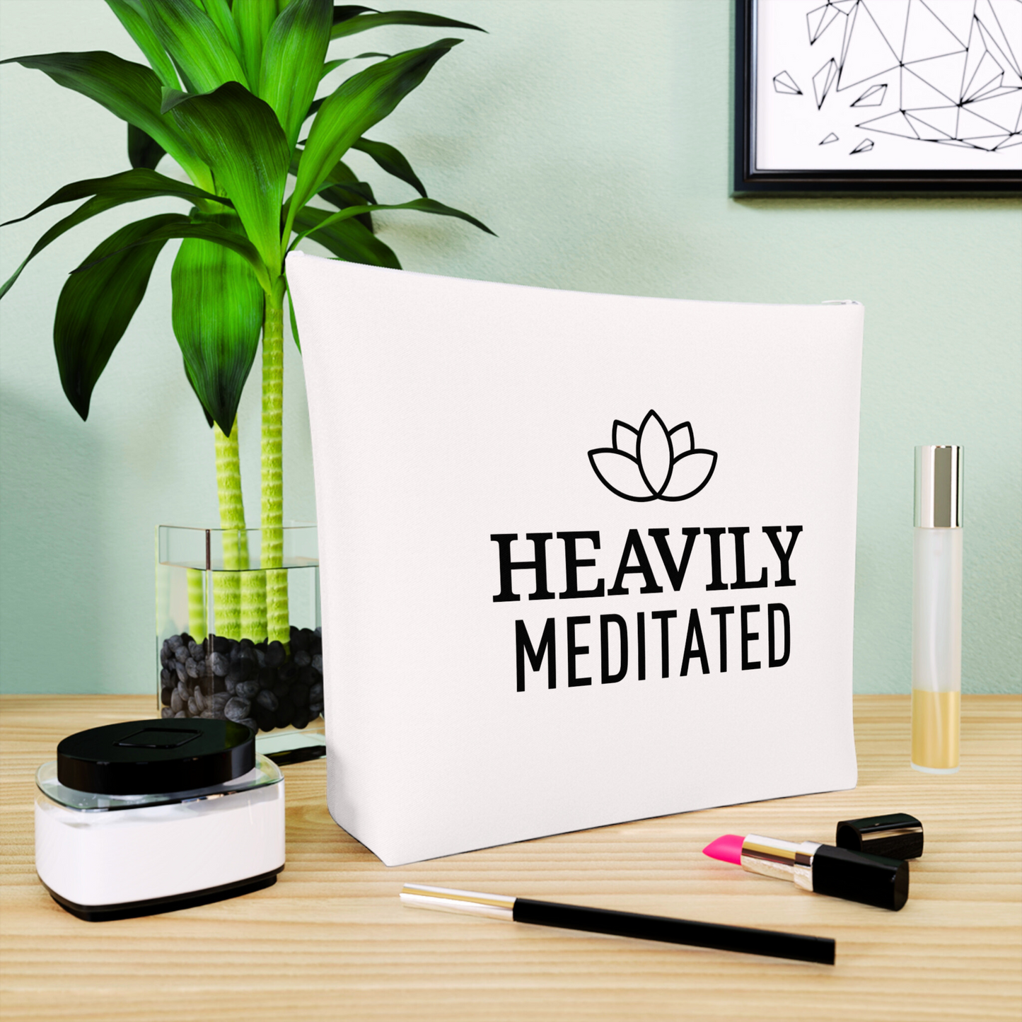 HEAVILY MEDITATED • Kosmetiktasche mit Yoga Spruch • Handtaschen Organizer • 100% Baumwolle 🌱 - YOGA SANTA