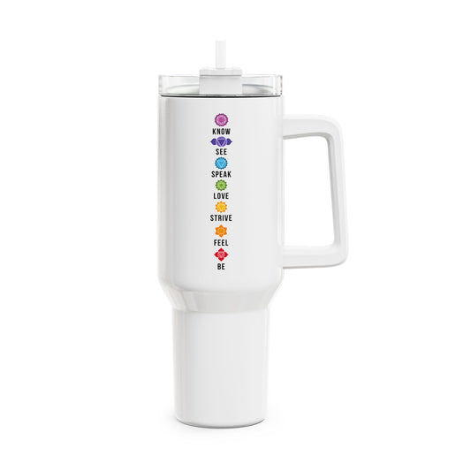 CHAKREN POSTER 7 CHAKRA MEDITATION YOGA • Tumbler mit Henkel & Strohhalm • XXL Reisebecher 1,2L