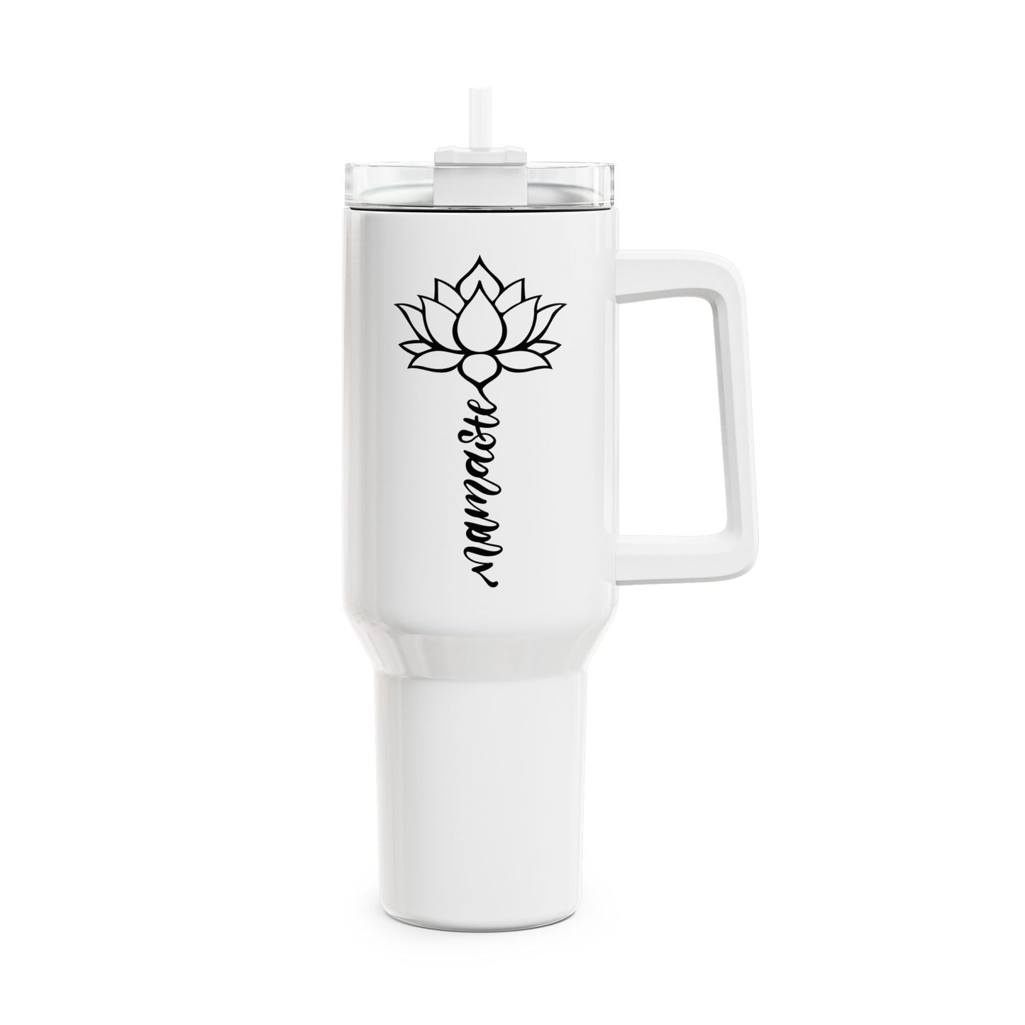 NAMASTE SPRUCH LOTUSBLUME PFLANZENBLÜTE • Tumbler mit Henkel & Strohhalm • XXL Reisebecher 1,2L - YOGA SANTA