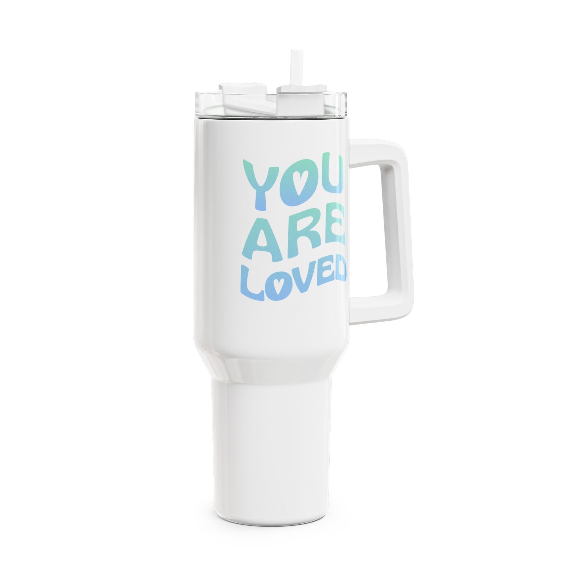 YOU ARE LOVED Spruch Liebesbeweis Liebesbotschaft • Tumbler mit Henkel & Strohhalm • XXL Reisebecher 1,2L - YOGA SANTA