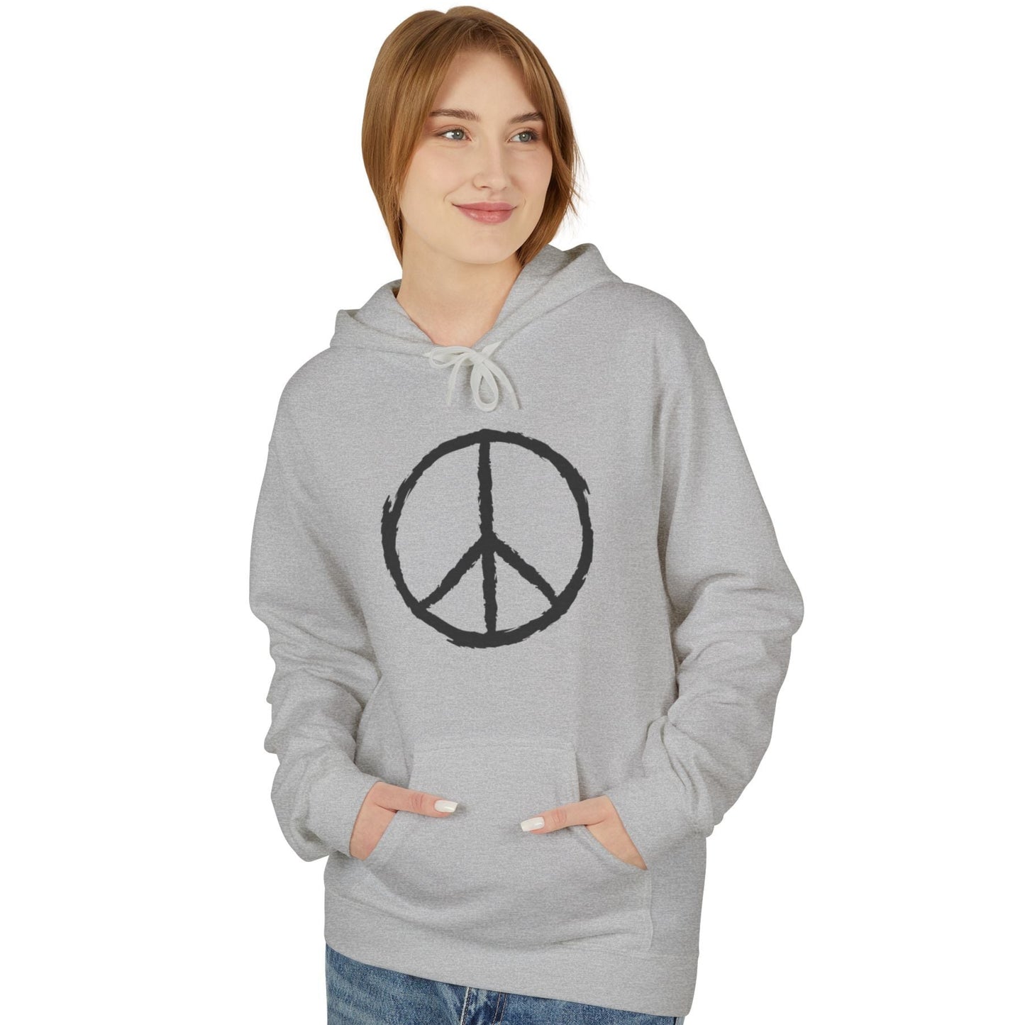 PEACE ZEICHEN HANDGEZEICHNET FRIEDENSSYMBOLE FRIEDENSBOTSCHAFT • Hippie Boho Hoodie für Damen & Herren • Baumwolle 🌿