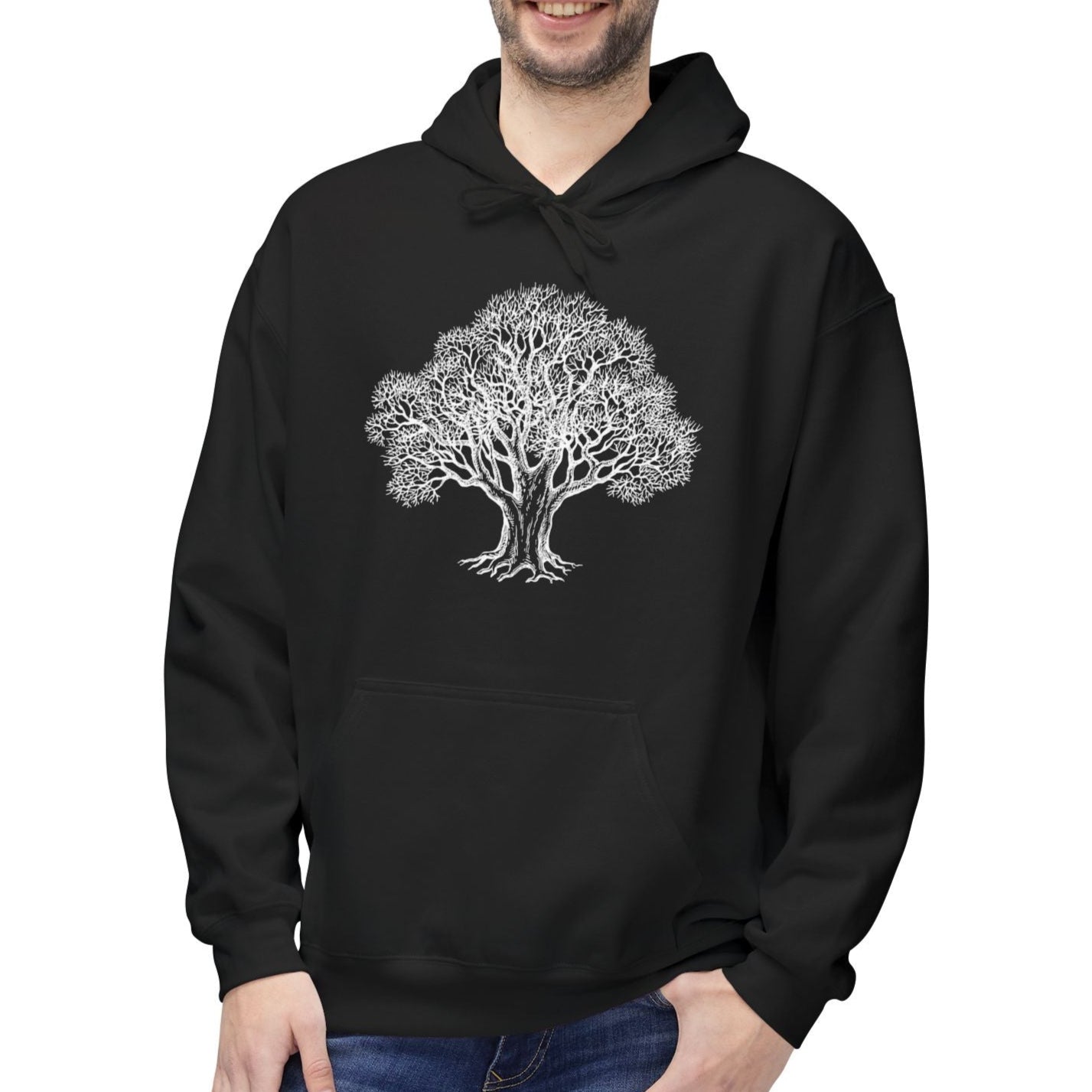 BAUM HANDGEZEICHNET ÄSTHETISCH SCHÖN • Fitness Hoodie für Damen & Herren Kapuzenpullover • Baumwolle 🌿
