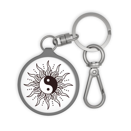 YING YANG SONNE - Spirituelles Symbol Buddhistisches • Edler Luxus Schlüsselanhänger mit Karabiner für Frauen & Männer