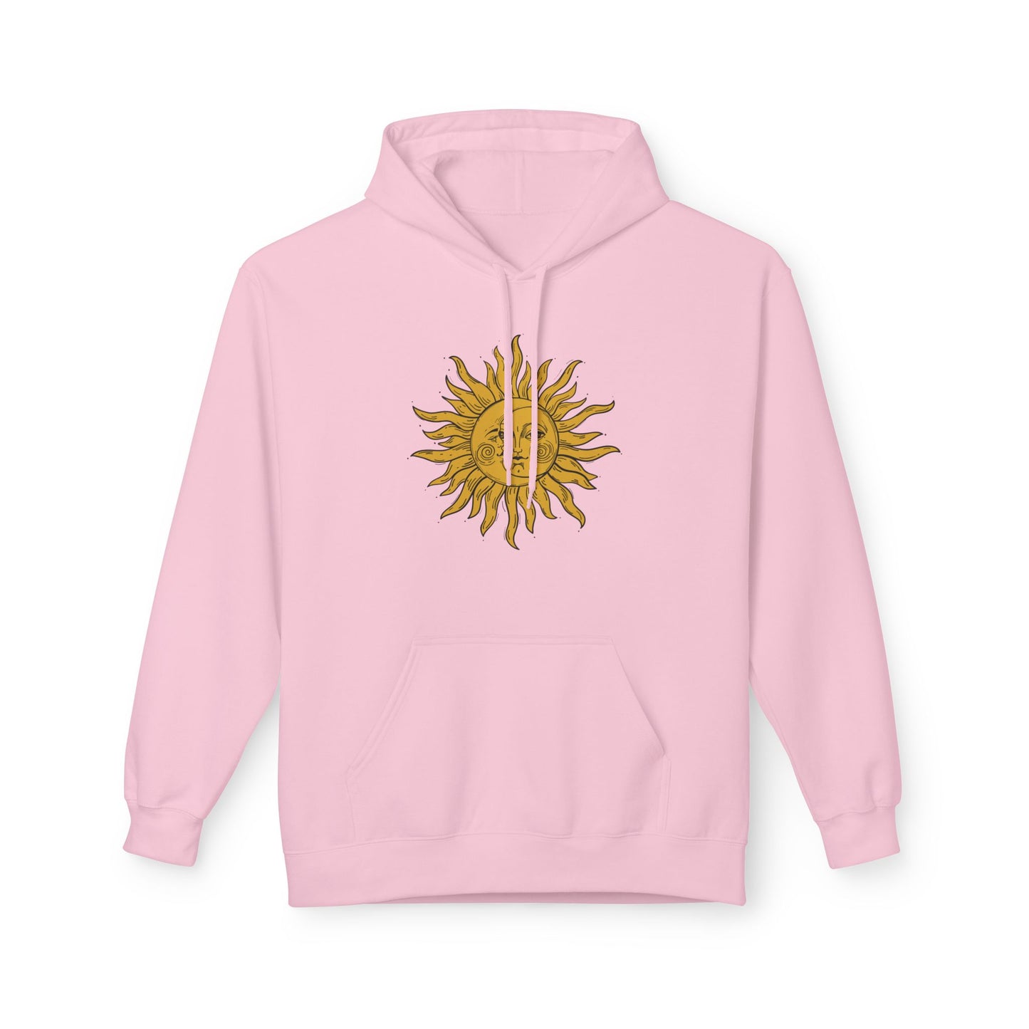 SONNE MOND VINTAGE RENTRO Zeichnung • Fleece Hoodie für Damen & Herren • Baumwolle 🌿