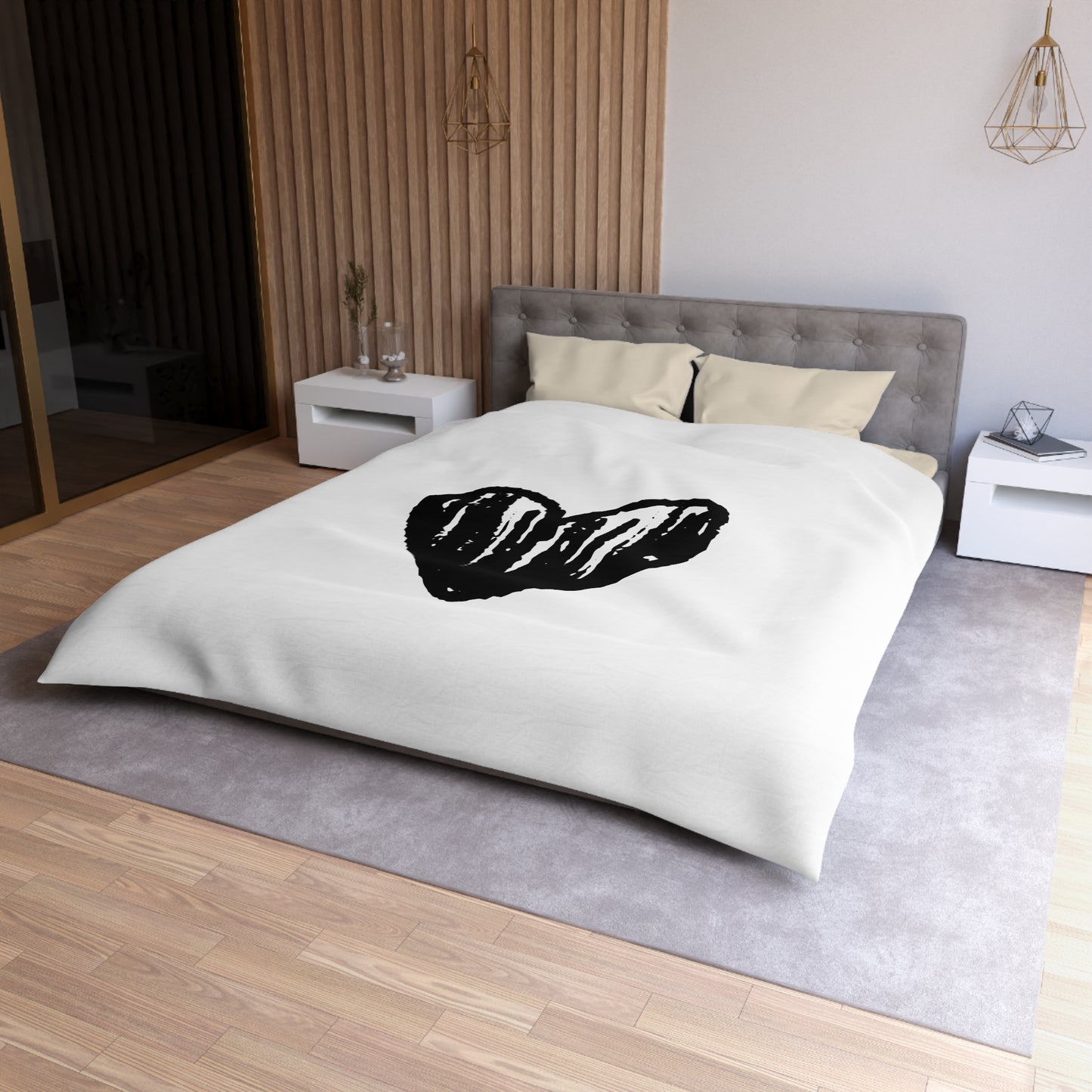 HERZ MOTIV HERZCHEN Handgezeichnet • Luxus Fleece Kuschelweich Bettwäsche 200x200 cm &  220x240 cm