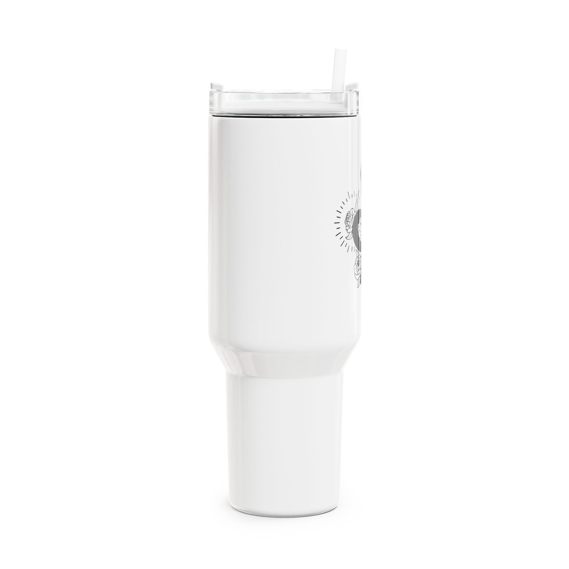 SCHLANGE ROSEN MOND • Spirituelles Motiv Tumbler mit Henkel & Strohhalm • XXL Reisebecher 1,2L - YOGA SANTA
