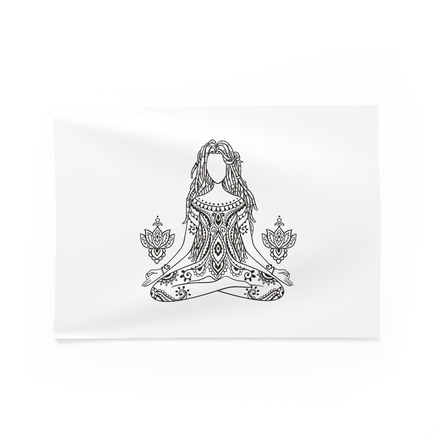 SCHÖNE FRAU MANDALA • Wandtuch • Wandttepich Schwarz Weiß • Wanddekor in v. Größen bis XXL