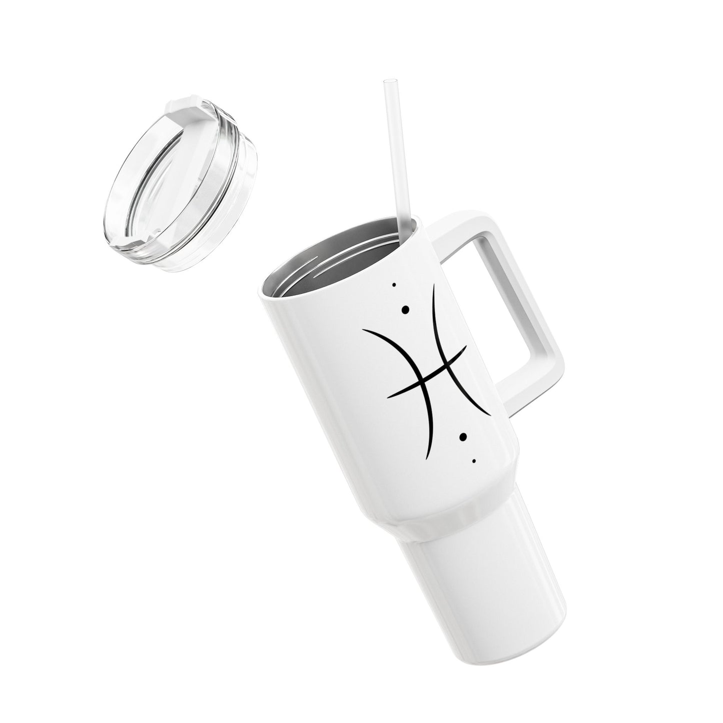 FISCHE PISCES SYMBOL STERZEICHEN • Tumbler mit Henkel & Strohhalm • XXL Reisebecher 1,2L - YOGA SANTA