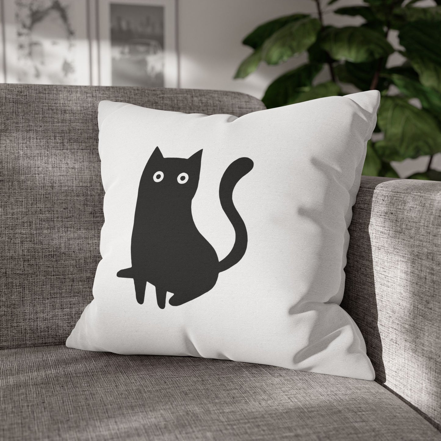 NIEDLICHE KATZE COMIC • Deko Kissenbezug mit Reißverschluss Quadratisch Weiß