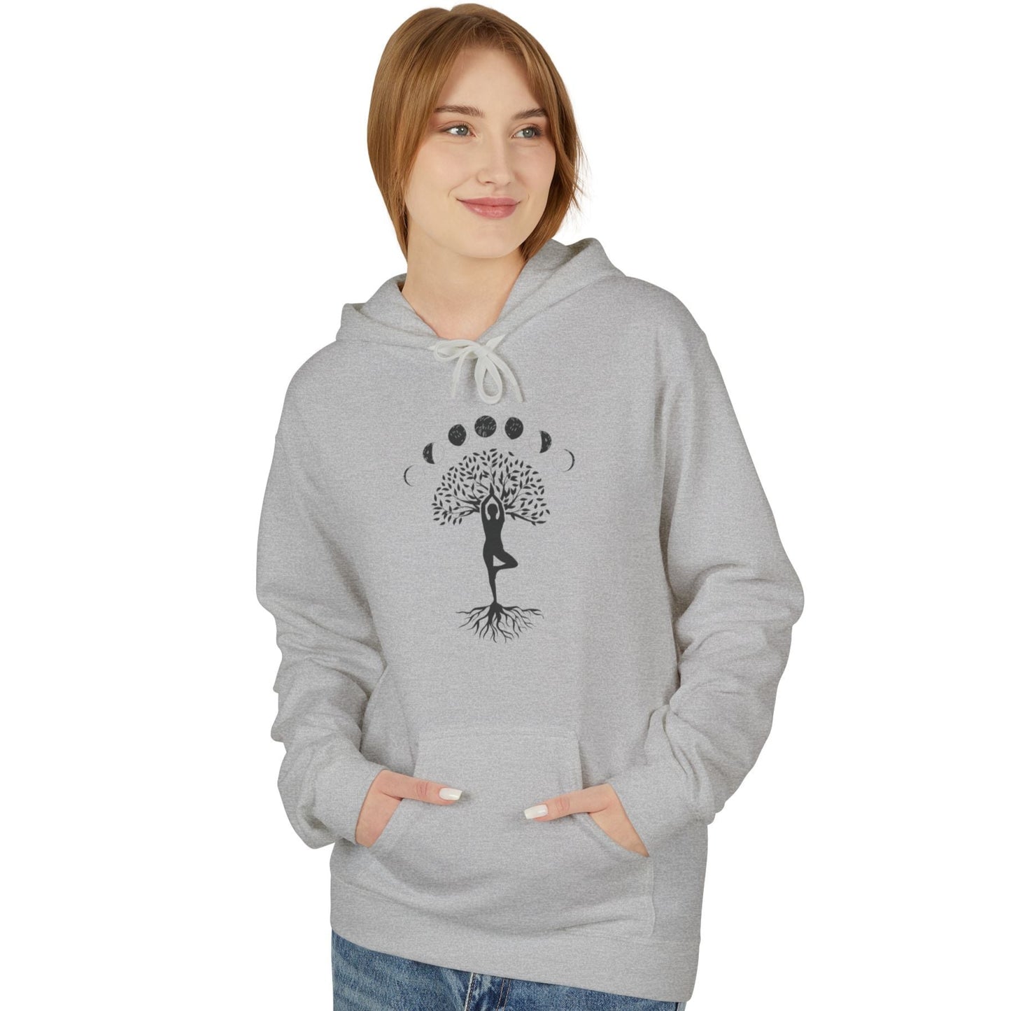 BAUM DES LEBENS, MONDPHASEN • Fleece Hoodie für Damen & Herren • Baumwolle 🌿