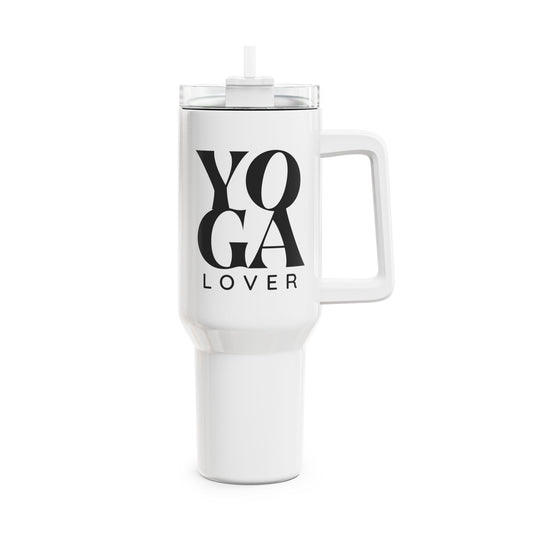 YOGA LOVER SCHRIFTZUG • Tumbler mit Henkel & Strohhalm • XXL Reisebecher 1,2L - YOGA SANTA