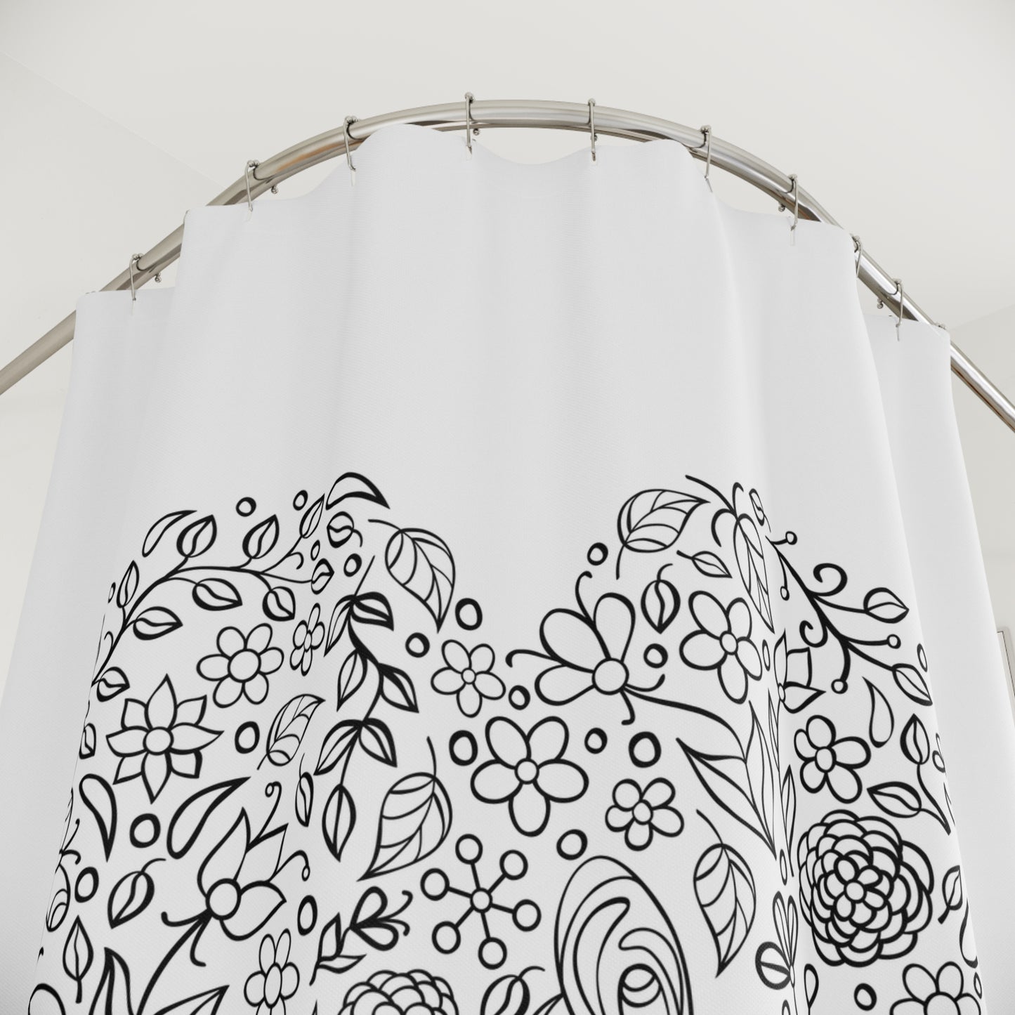 HERZ AUS BLUMEN • LOVE Liebesbotschaft • Hochwertiger, Schöner Duschvorhang 180x200 cm Weiss