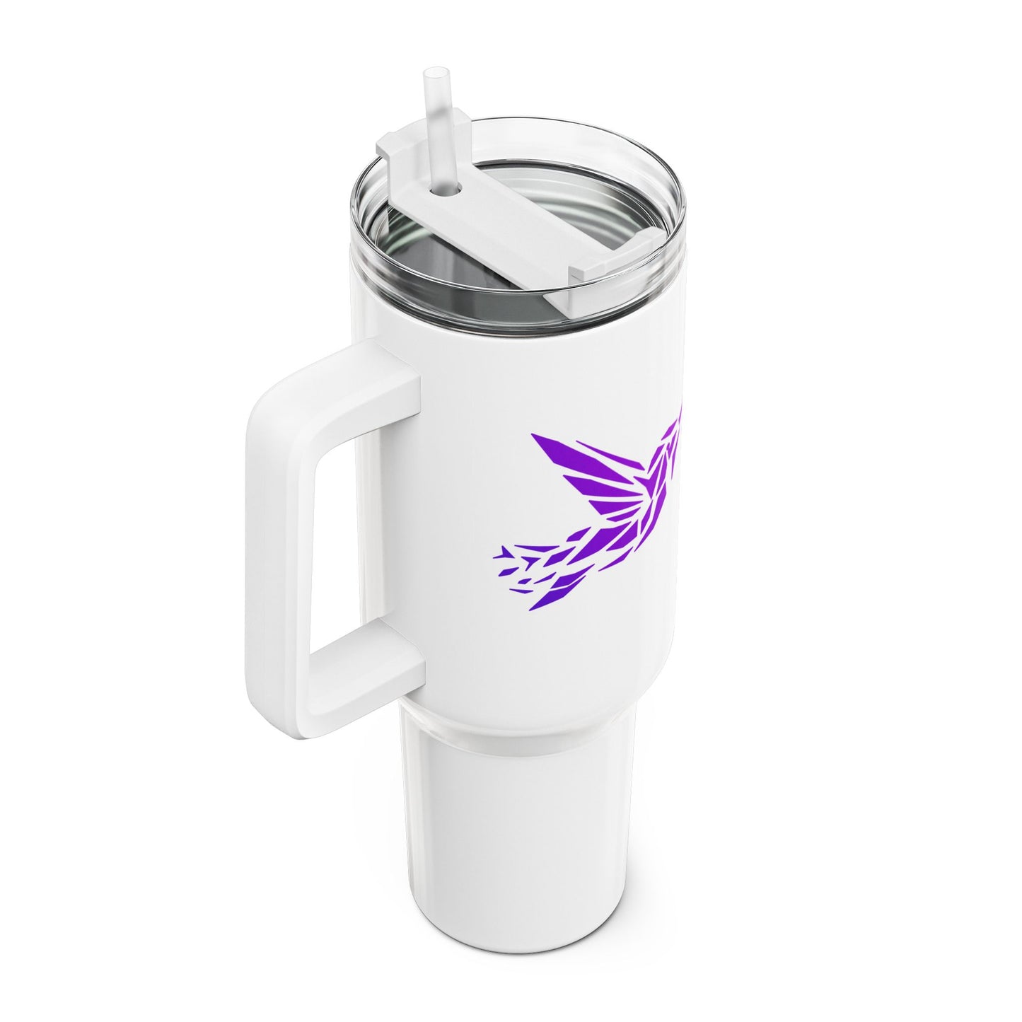 KOLIBRI COLIBRI VOGEL KLEIN SÜß NIEDLICH LILA VIOLET • Tumbler mit Henkel & Strohhalm • XXL Reisebecher 1,2L