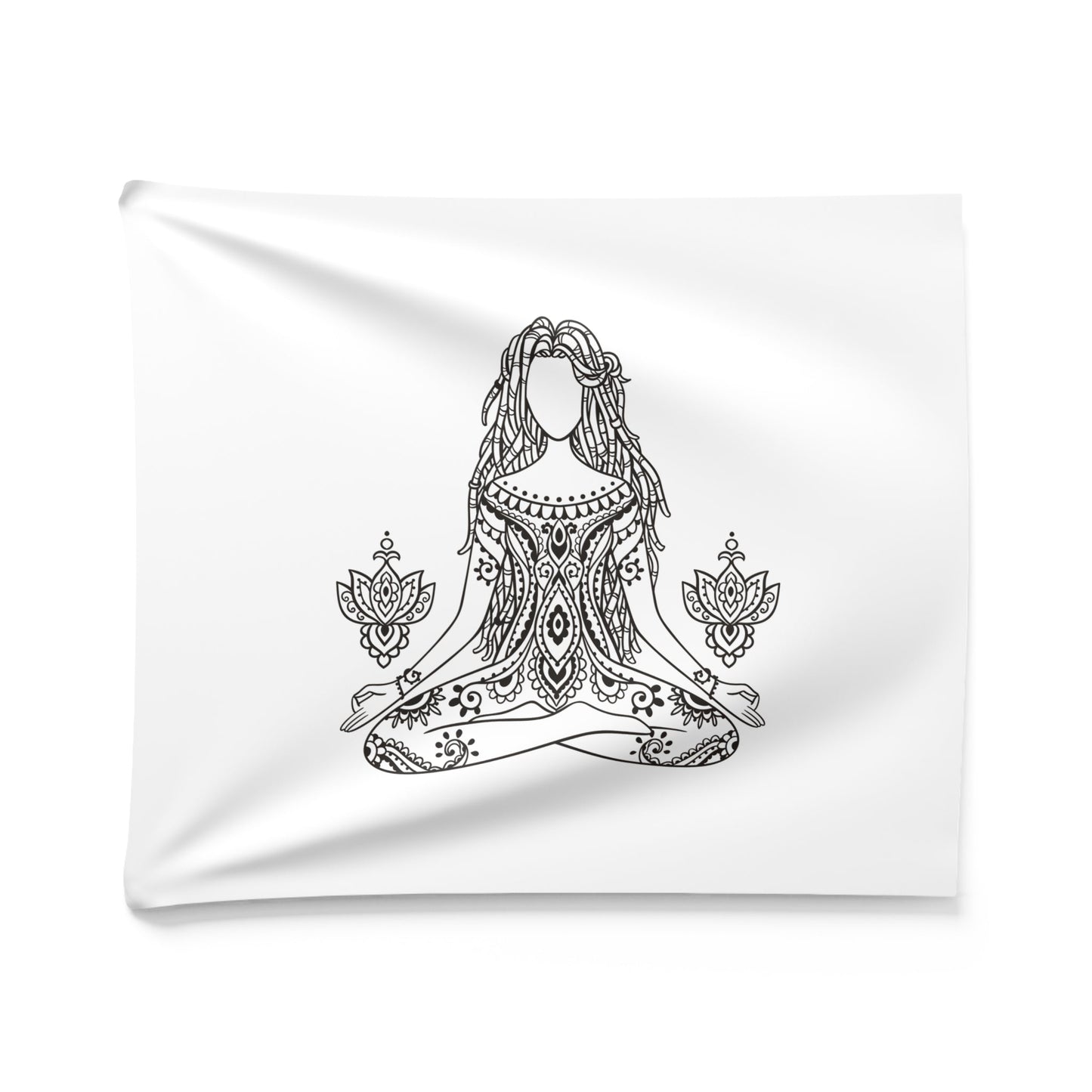 SCHÖNE FRAU MANDALA • Wandtuch • Wandttepich Schwarz Weiß • Wanddekor in v. Größen bis XXL