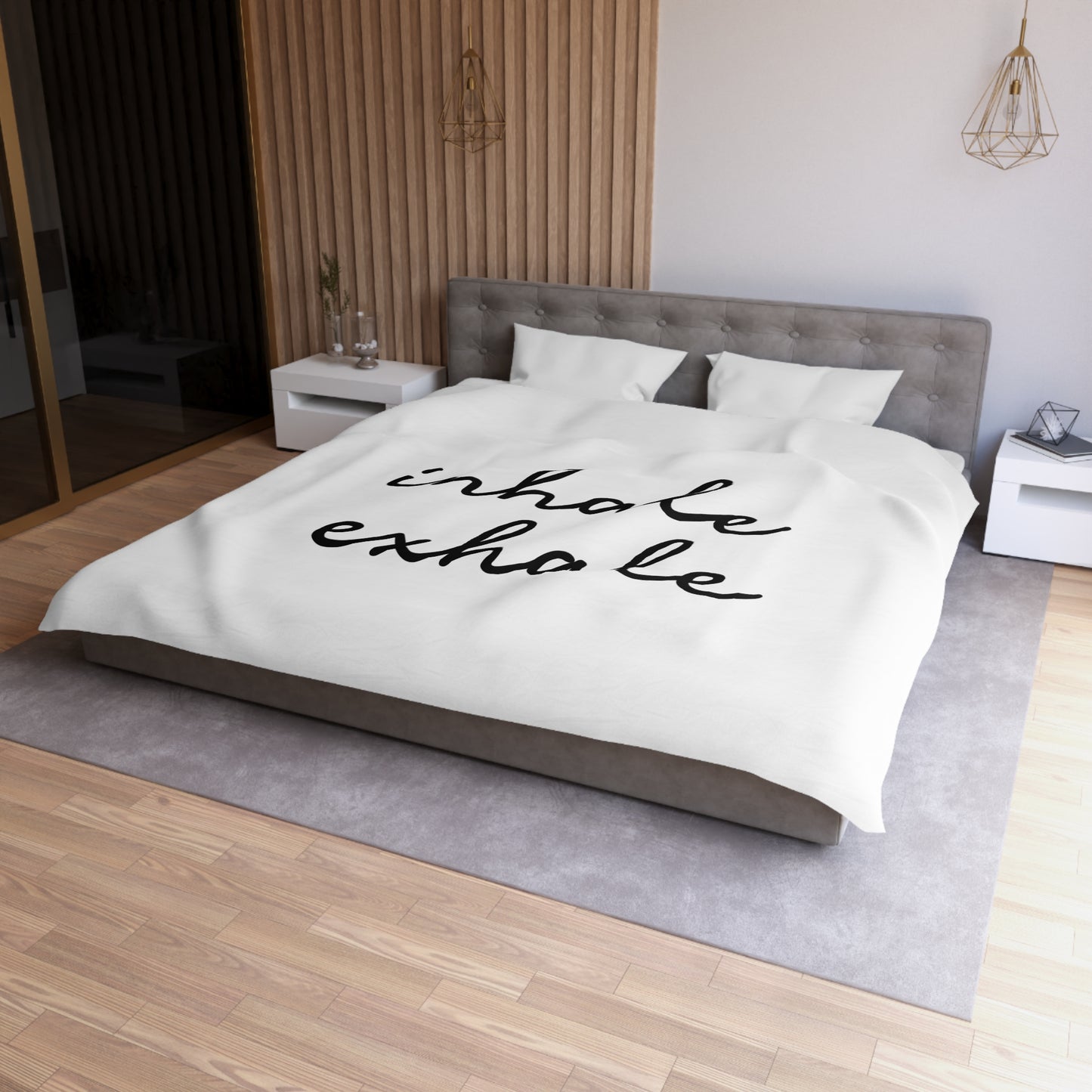 INHALE EXHALE - YOGA SPRUCH MEDITATION • Luxus Fleece Kuschelweich Bettwäsche 200x200 cm &  220x240 cm