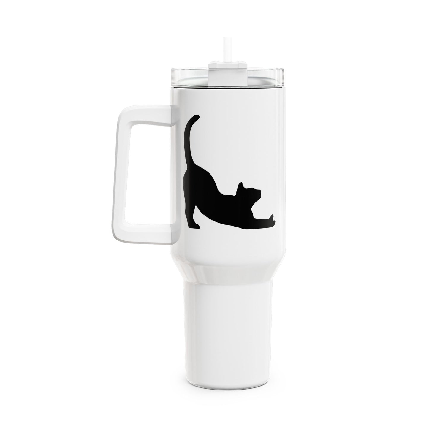 KATZENYOGA TIERYOGA POSE ASANA - Herabschauender Hund • Tumbler mit Henkel & Strohhalm • XXL Reisebecher 1,2L