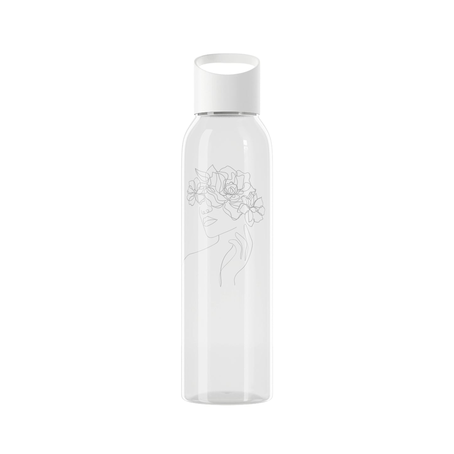 SCHÖNE FRAU BLUMEN ZEICHNUNG EINE LINIE • TRITAN Wasserflasche Sky 650 ml