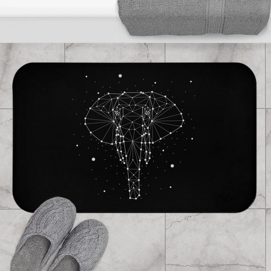 ELEFANT IM STERNENHIMMEL • Badvorleger Weiss / Fussmatte / Badteppich EXTRA Weich • 43 x 61 cm & 53 x 86 cm