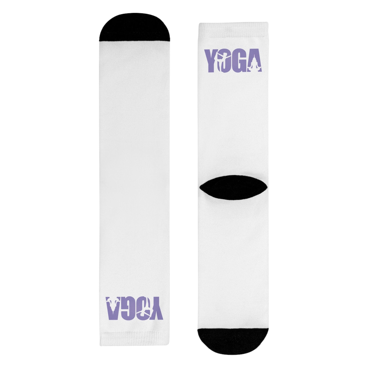 YOGA SCHRIFTZUG LILA VIOLET - MIT YOGA POSEN MOTIV • Yoga Liebhaber Meditations- Yogalehrer Geschenkidee • Spirituelle Socken Weiß mit Motiv