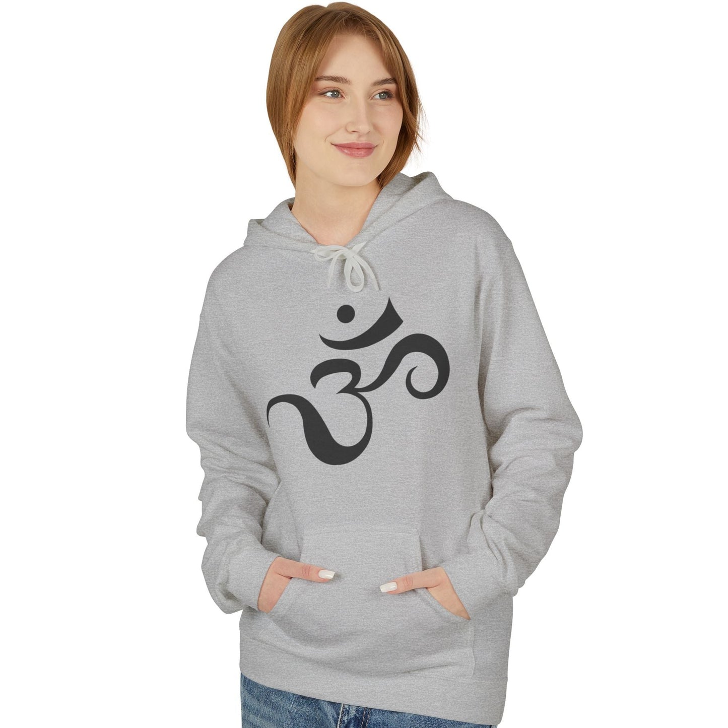 OM SYMBOL OHM ZEICHNUNG SANSKRIT BUDHHISMUS HINDUISMUS MANTRA • Fleece Hoodie für Damen & Herren • Baumwolle 🌿