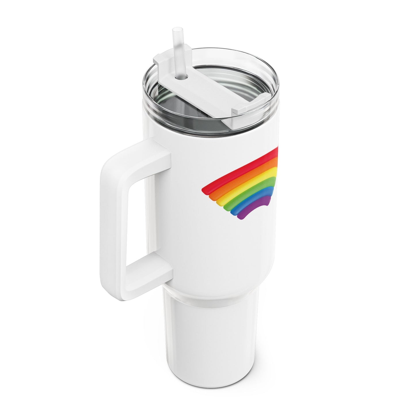 REGENBOGEN LGBTQ • Tumbler mit Henkel & Strohhalm • XXL Reisebecher 1,2L