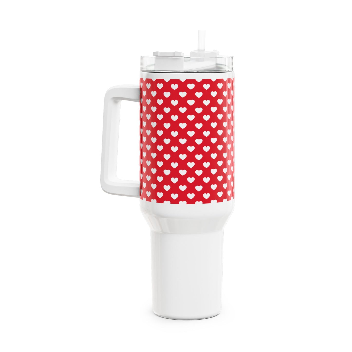 HERZ MUSTER HERZCHEN LOVE LIEBESBEWEIS • Tumbler mit Henkel & Strohhalm • XXL Reisebecher 1,2L