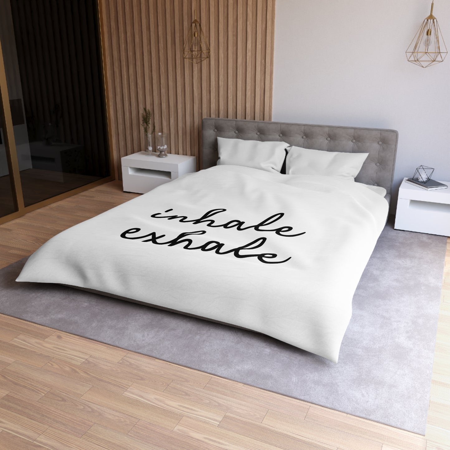 INHALE EXHALE - YOGA SPRUCH MEDITATION • Luxus Fleece Kuschelweich Bettwäsche 200x200 cm &  220x240 cm