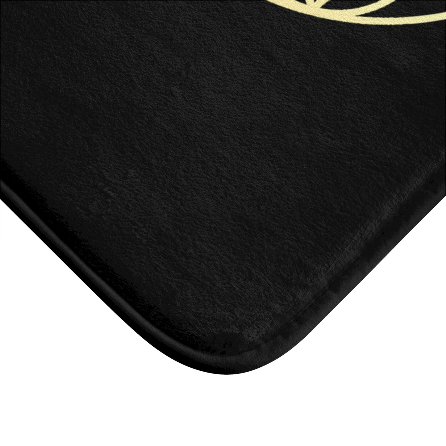 BLUME DES LEBENS GELBGOLD • Badvorleger Schwarz / Fussmatte / Badteppich EXTRA Weich • 53 x 86 cm