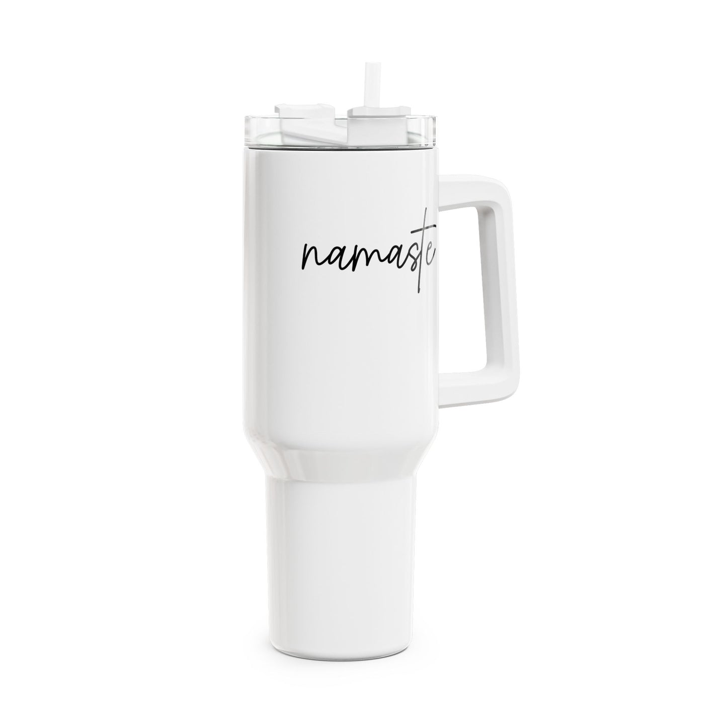 NAMASTE YOGA BEGRÜßUNGS SPRUCH • Tumbler mit Henkel & Strohhalm • XXL Reisebecher 1,2L - YOGA SANTA