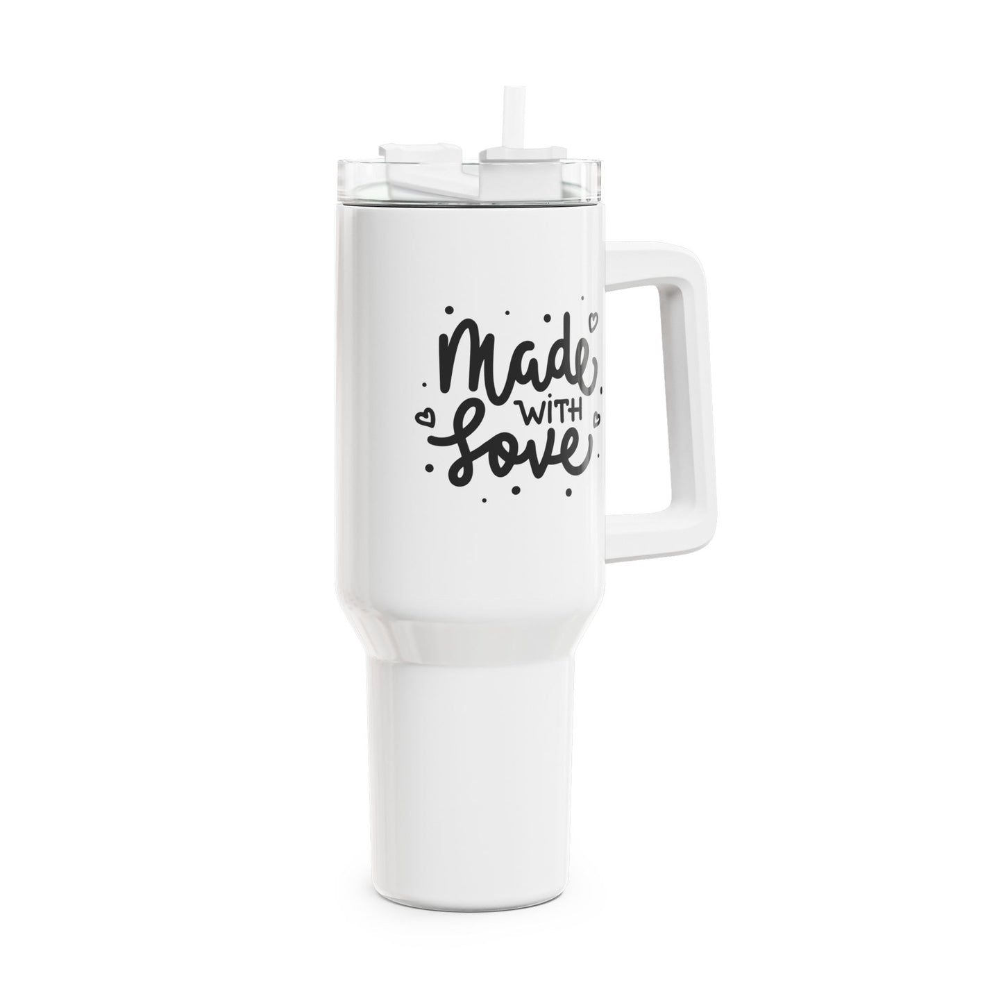 MADE WITH LOVE • Liebesbeweis Geschenk, LOVE Liebesbotschaft • Tumbler mit Henkel & Strohhalm • XXL Reisebecher 1,2L - YOGA SANTA