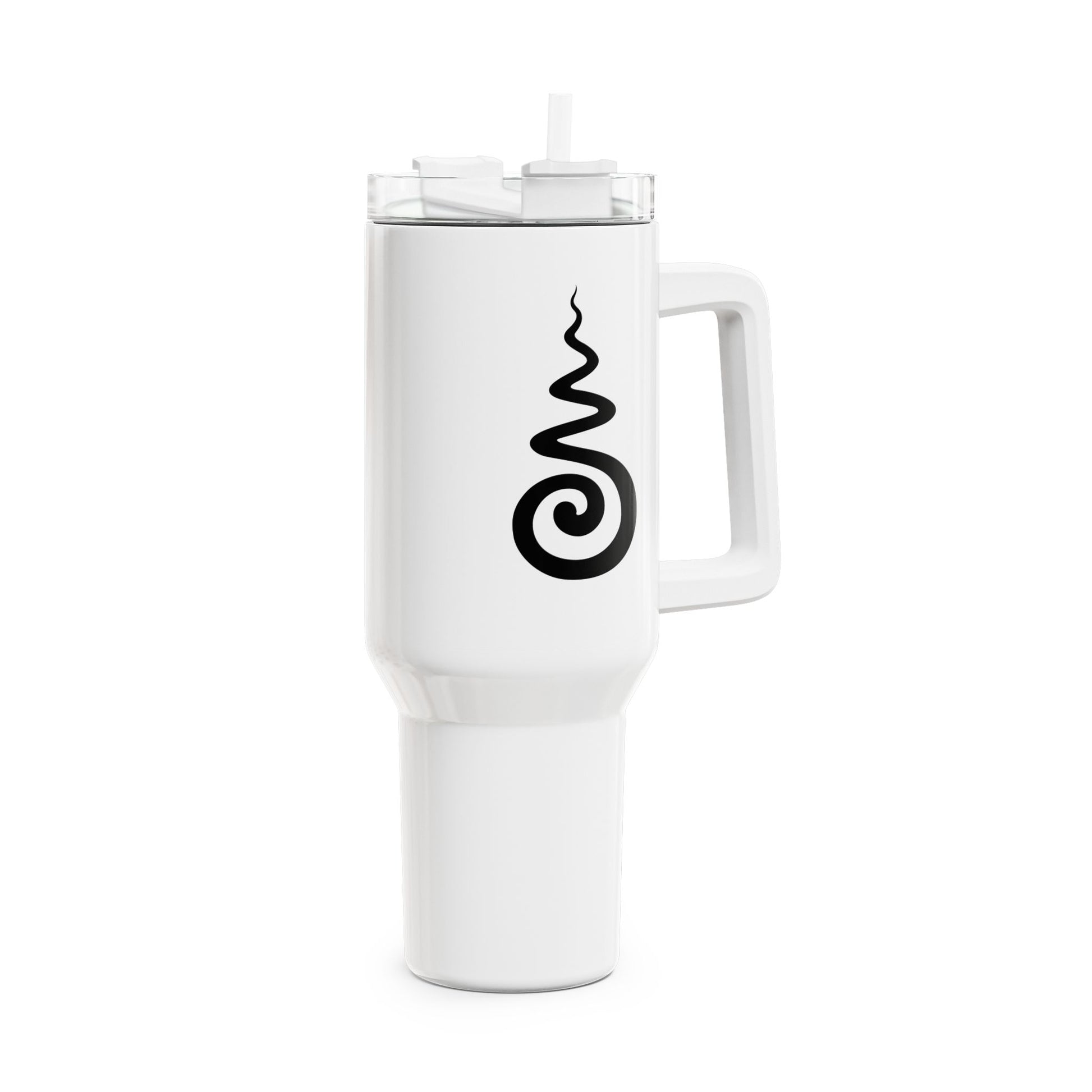 SPIRALE & ENDLOSER KNOTEN - SHRIVATSA - SPIRITUELLES MOTIV • Tumbler mit Henkel & Strohhalm • XXL Reisebecher 1,2L - YOGA SANTA