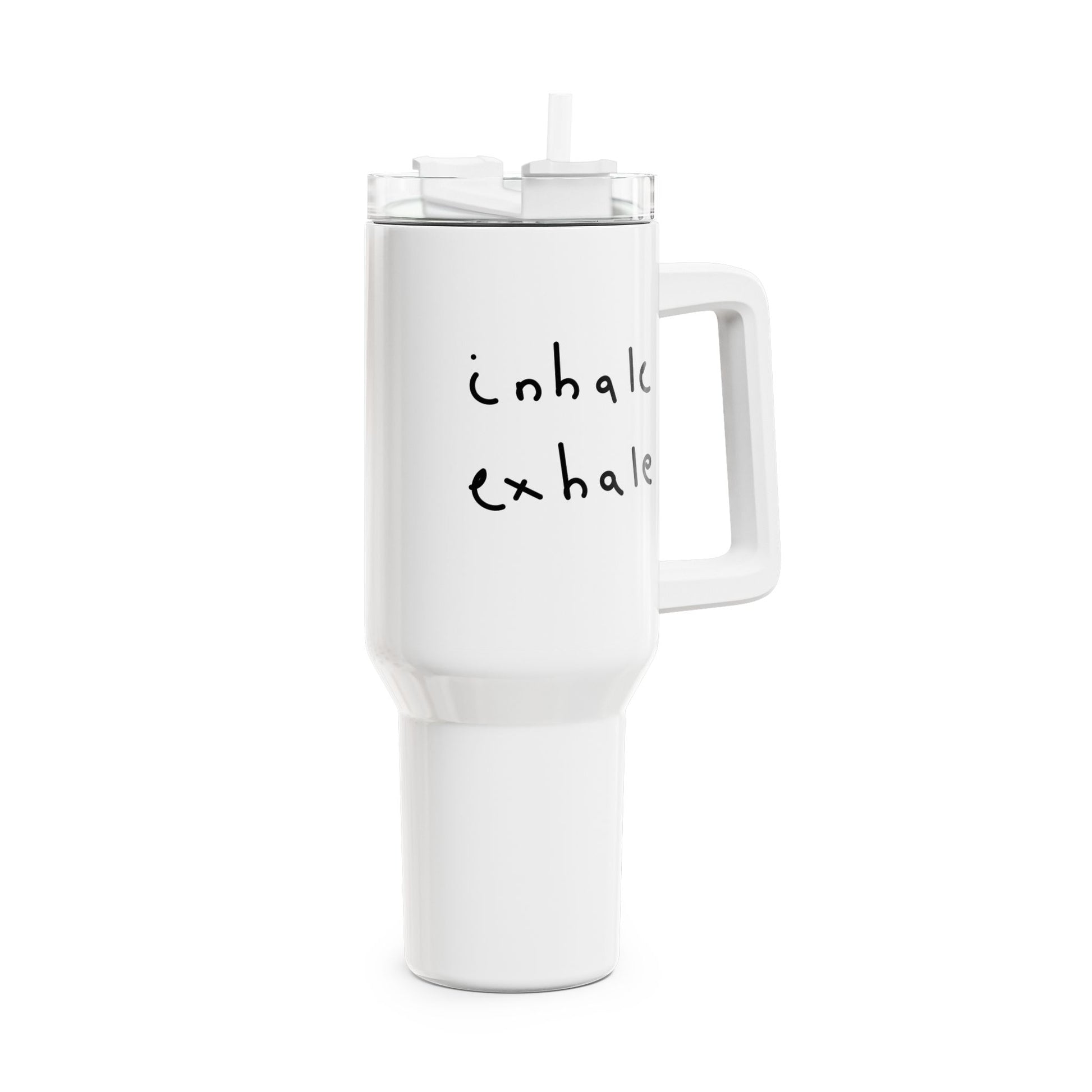 INHALE EXHALE - YOGA MEDITATION FITNESS SPRUCH • Tumbler mit Henkel & Strohhalm • XXL Reisebecher 1,2L - YOGA SANTA